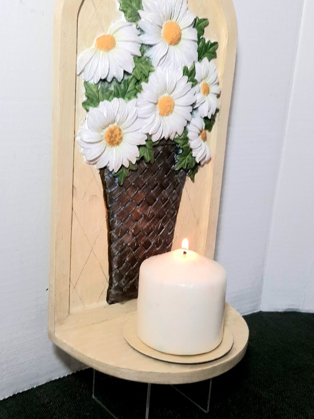 3D Daisies in a Vase Hanging or Stand Alone Candle Holder